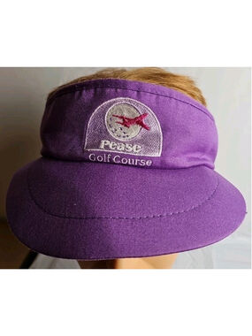 Vintage Pease Golf Course New Hampshire Visor Hat Cap Purple Made In USA Texace